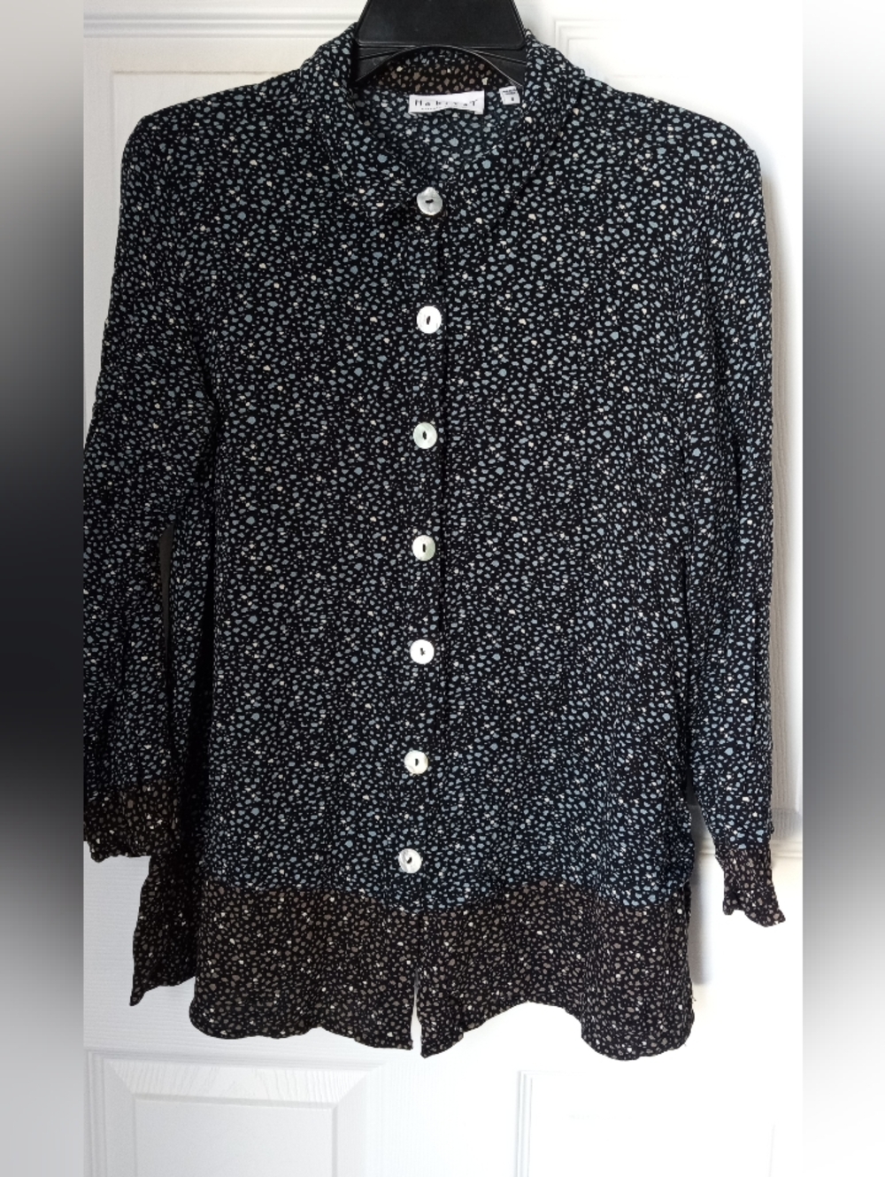 Habitat Black and Light Blue Pebble Print Top